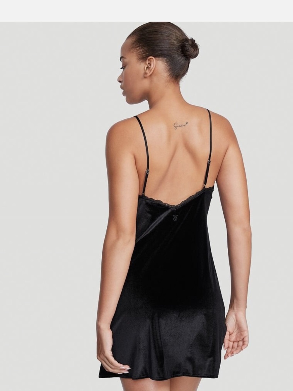 Victorias Secret Black Velvet Slip Dress